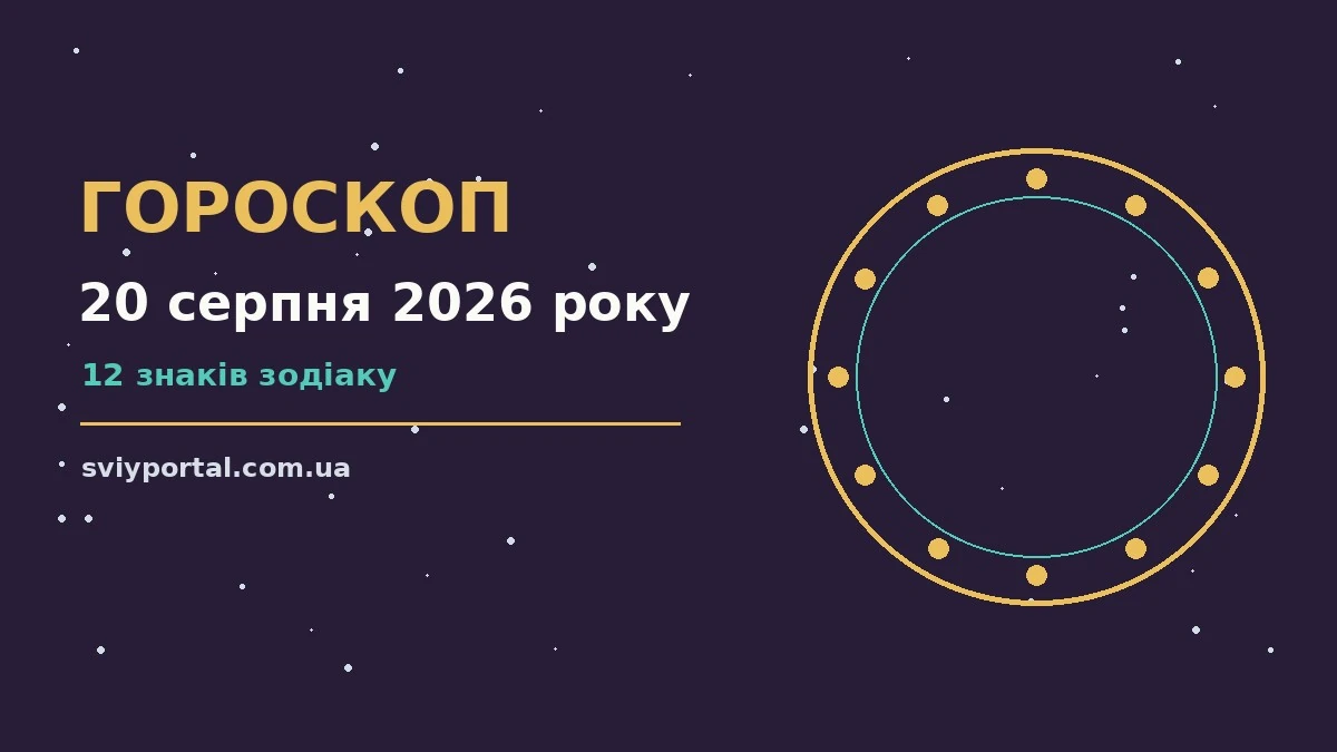 Зодіакальний фон з монетами та блокнотом для гороскопу на 20 серпня 2026 року