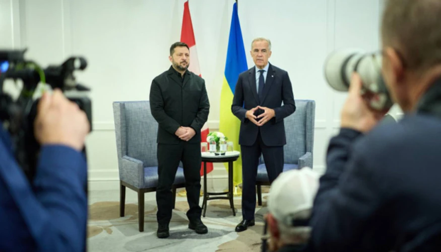 Президент України Володимир Зеленський під час перебування у Канаді, де він зробив заяву про антибалістичну систему у рамках