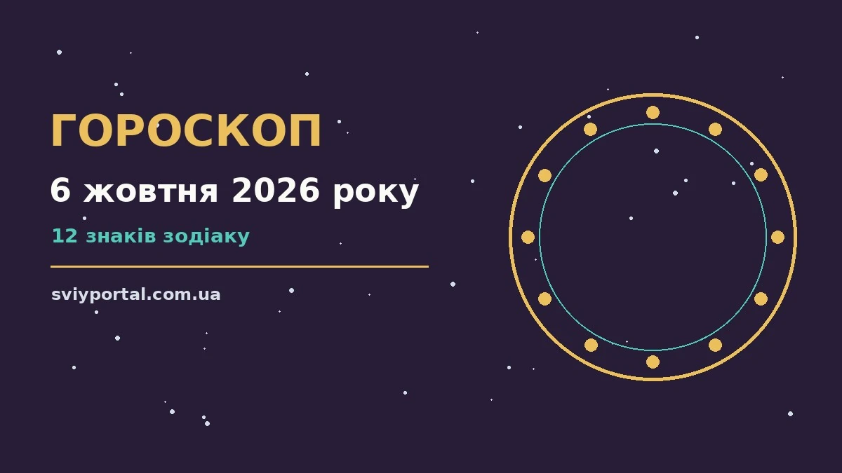 Зоряний гороскоп на 6 жовтня 2026 року, знаки зодіаку, настрій, фінанси, кохання